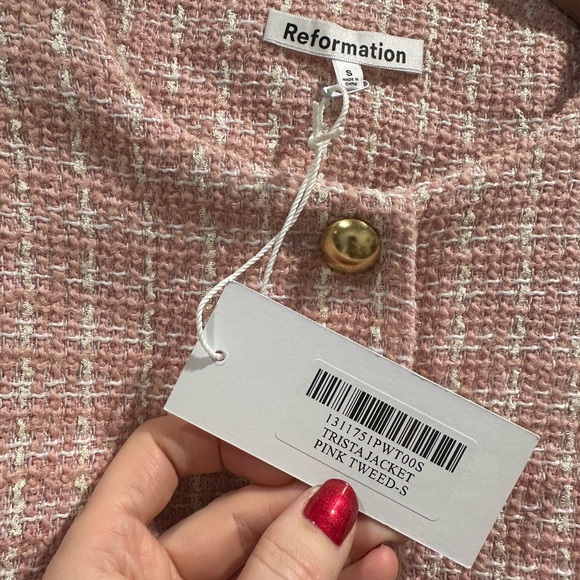 Reformation Trista Jacket Pink Tweed size SMALL - Picture 4 of 4
